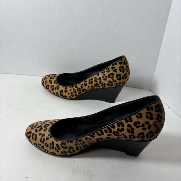 Franco Sarto Heels Womens Size 8 Zeus Leopard Cheetah Print Calf Hair Wedge B1 - Picture 10 of 12